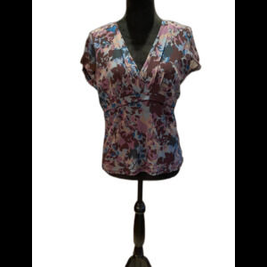 Axcess Womens Cap Sleeved Size Large Lined Blouse Spring Summer Top